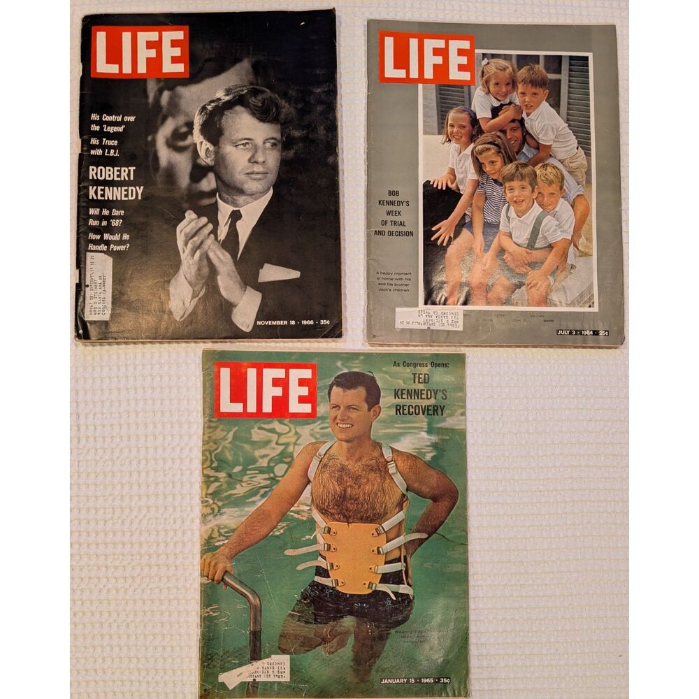 3‑Issue LIFE Magazine Lot • RFK & Ted Kennedy Profiles • 1964–1966 Politics